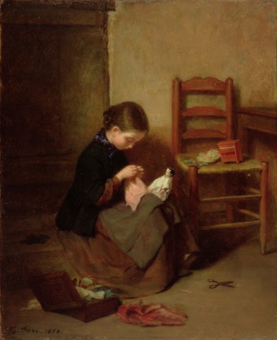 De Kleine Kleermaakster, 1858 door Pierre Edouard Frere